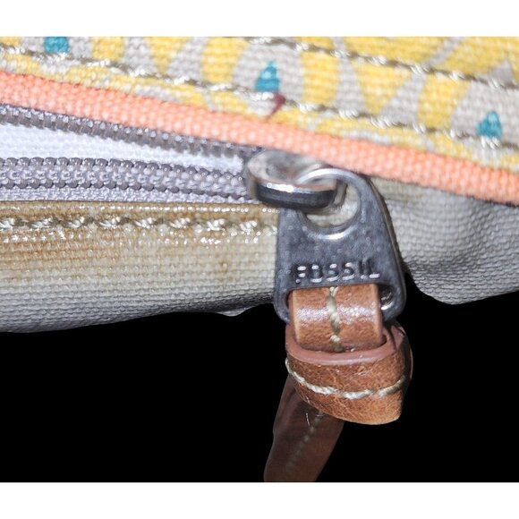 Fossil Coated Canvas Key-Per Bird Shoulder Bag Brown Canvas Handles W/Fossil Key - Picture 8 of 12